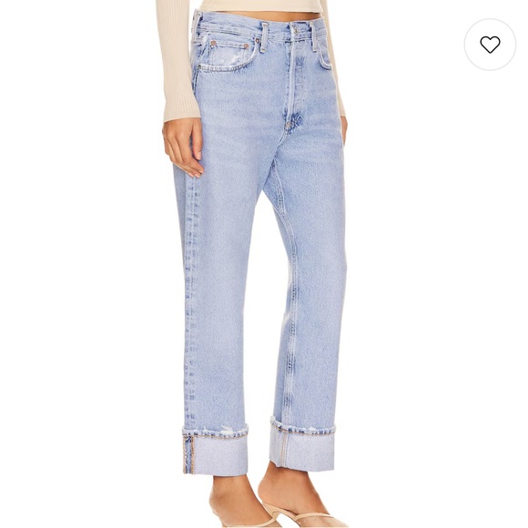 Agolde Light Blue Straight Leg Jeans - Picture 7 of 8